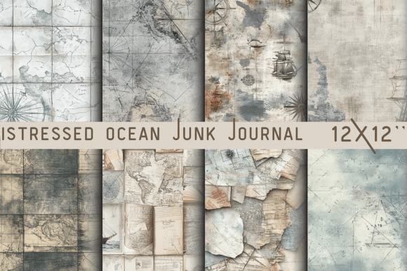 Download Distressed Ocean Junk Journal Wallpaper - Wall Collection