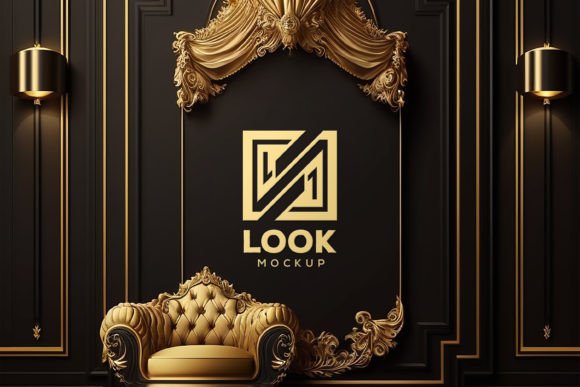Download Logo Mockup | Black Wall Interior Mockup - Wall Collection